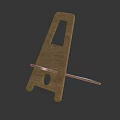 Wooden Easel Stand With Round Cutout And Natural Wood Structure