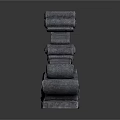 Gray Architectural Building Model With Long Linear Structure And Top Details