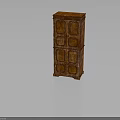 Vintage Wooden Cabinet With Intricate Carved Patterns And Classic Design