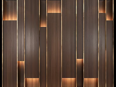 Modern Striped Wooden Wall Hanging with Warm Lighting for Home Decorative Design 3d model