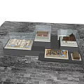 Display Shelves in Various Heights Displaying Chinese and Western Building Models with Bottom Lighting