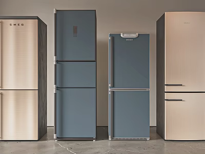 Modern Sleek Refrigerators In Multiple Colors Including Silver Gray And Gold Designs 3d model