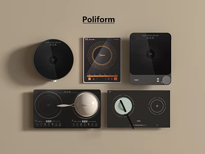 Poliform Modern Kitchen Induction Cooktops With Various Design And Control Features 3d model