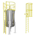 Industrial Stainless Steel Storage Tank Equipment with Yellow Guardrails and Safety Ladders