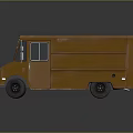 Vintage Orange Food Truck With Front Windows And Metal Exterior
