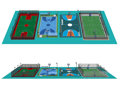 Modern Basketball Court Basketball Court Fun Stadium Basketball Stadium 3d model