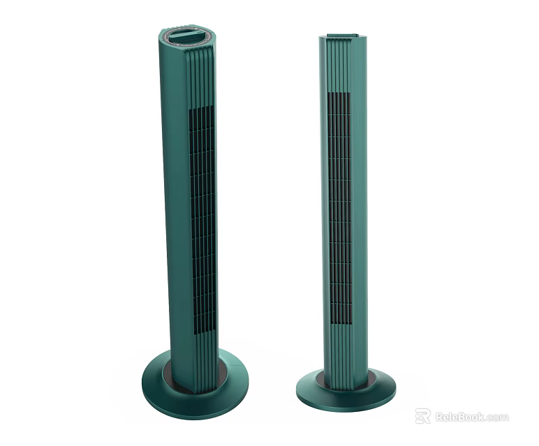 Two Green Tower Air Cooler Fans With Slim Design For Home Cooling 3d model 