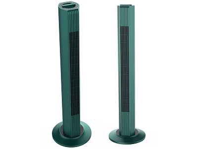 Two Green Tower Air Cooler Fans With Slim Design For Home Cooling 3d model
