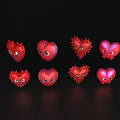 Cute Red Heart Shaped Decorative Ornament Set with Eyes and Various Designs