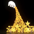 Magical Photo Spot With White Hand Scattering Yellow Stars Forming Tower Structure