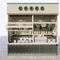 Modern Store Front Desk Interior Design With Shelves Plants And Lighting
