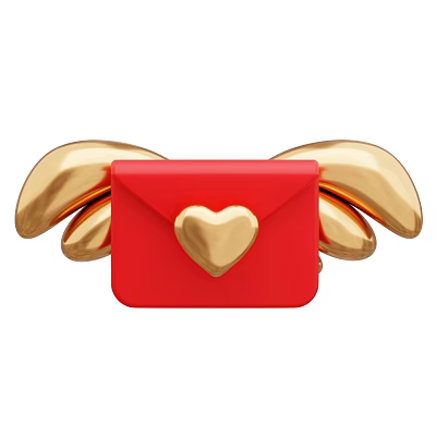 Decorative Ornament Set with Red Envelope Design Golden Wings and Heart Accent 3d model