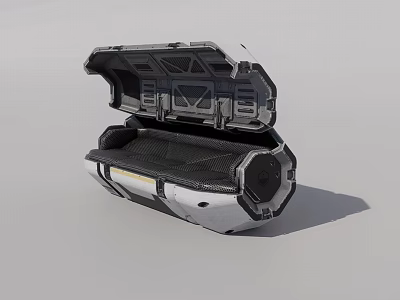 Open Top Industrial Equipment Featuring Metal Enclosure Internal Grid Base And Mechanical Panels 3d model