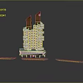 Modern High Rise Building With White Exterior Red Top Structures And Base Design