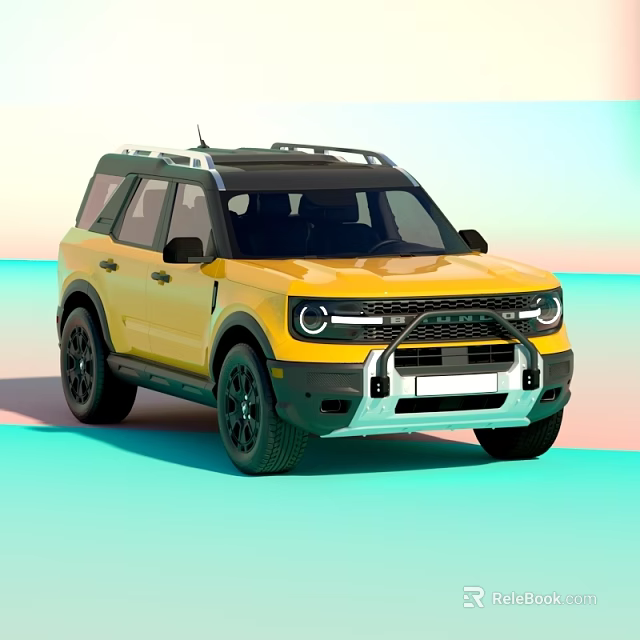 Yellow Modern SUV Design With Black Roof Stylish Front Grille And Headlights 3d model 