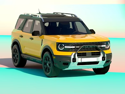 Yellow Modern SUV Design With Black Roof Stylish Front Grille And Headlights 3d model
