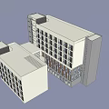 Modern Hospital Building With Glass Facade Multiple Floors And Red Cross Symbol