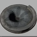 Circular Decorative Fountain Basin With Intricate Mosaic Flower Pattern And Stone Border