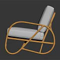 Modern Rattan Single Sofa With White Cushion And Curved Armrest Design