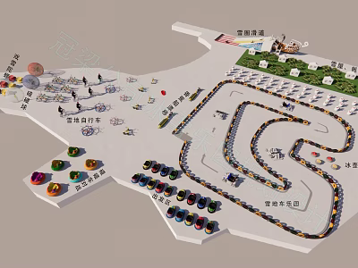 Comprehensive Recreational Area Layout With Camping Fishing Barbecue And Parent Child Play Zones 3d model