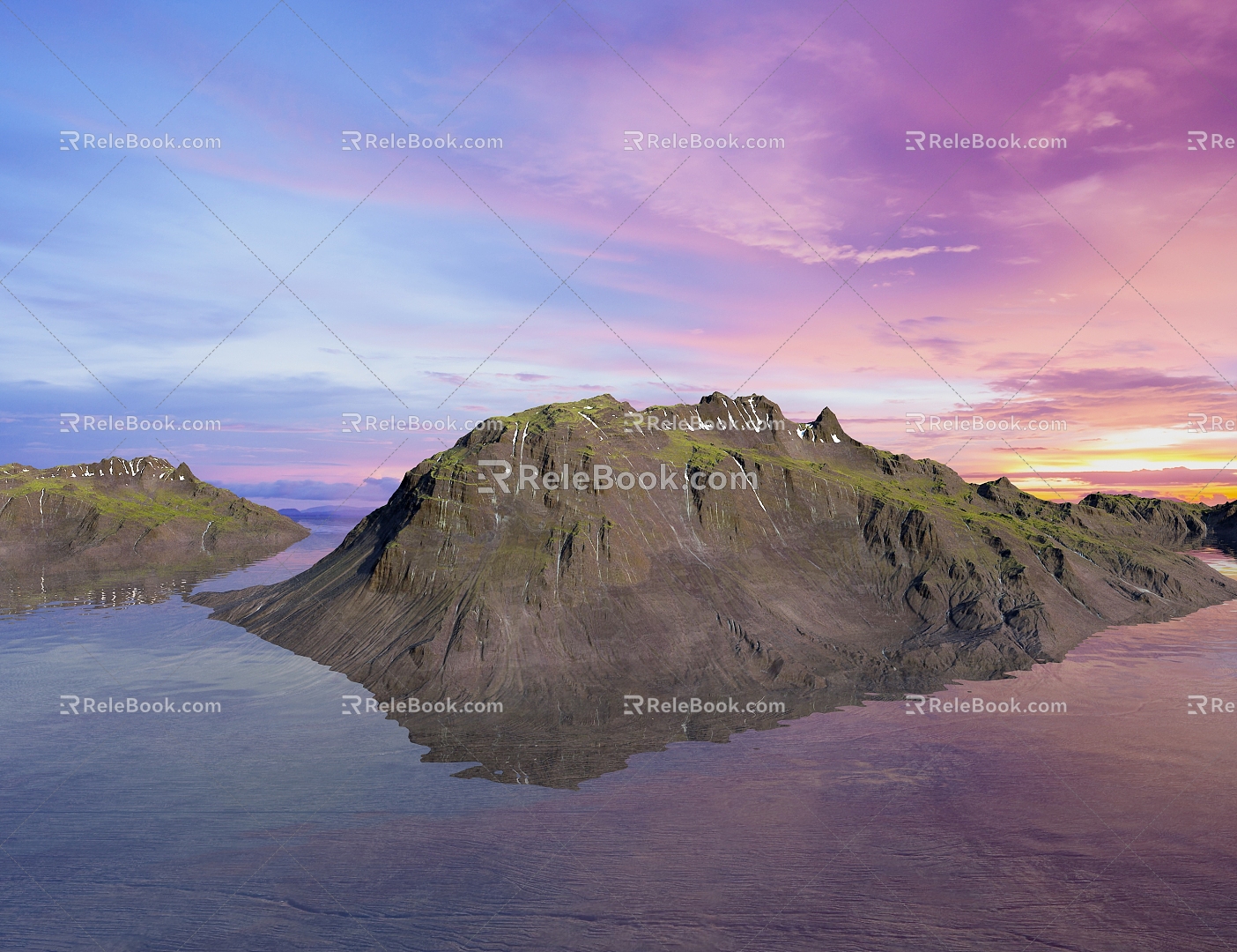 Small Island Mountains 3d model