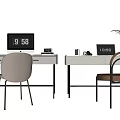 Modern Desk and Chair Desk and Chair Combination Computer Notebook Jewelry Table Lamp Electronic Watch Books 3d model