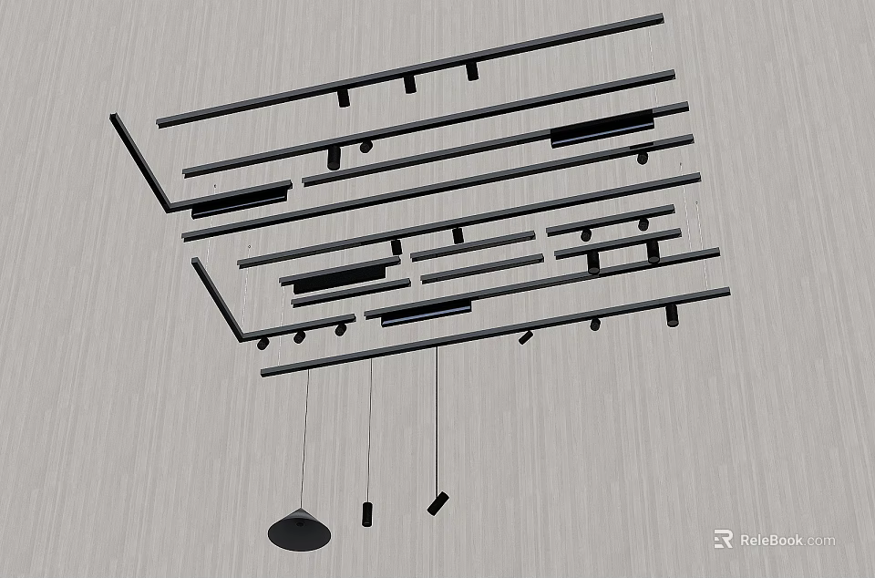 Modern Black Downlights And Spotlights Ceiling Arrangement For Interior Design 3d model