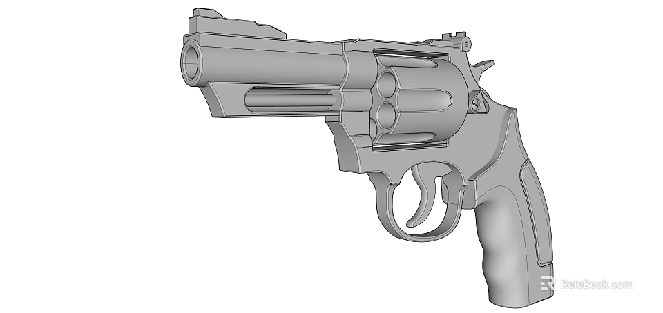 Classic Revolver Firearm Design Featuring Cylinder Barrel And Grip Parts 3d model 