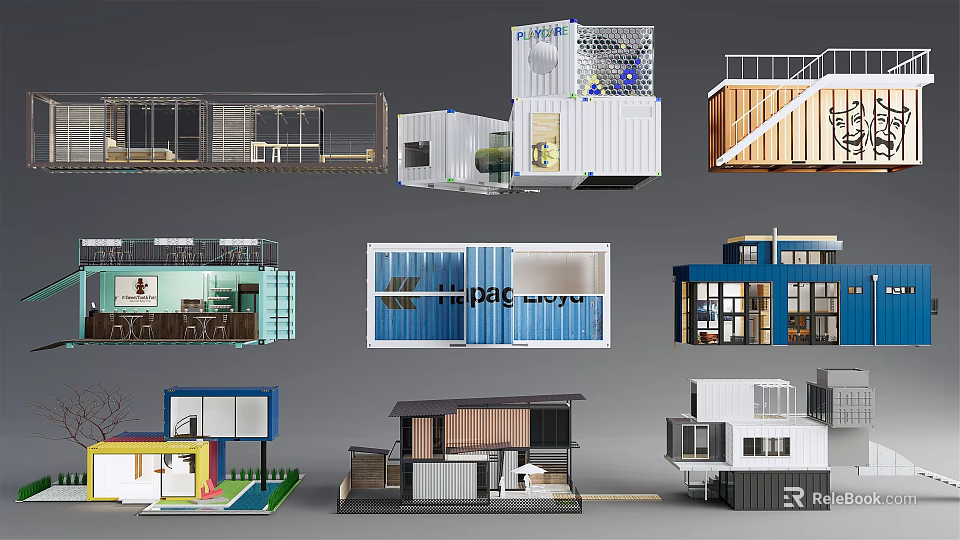 Diverse Modern Container Buildings With Creative Architectural Designs And Styles 3d model 