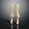 Stylish Beige Knee High Boots With Structured Straps And Modern Fashion Design