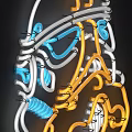 Vibrant Neon Decorative Light Featuring Stormtrooper Helmet Design With Blue And Orange Glow