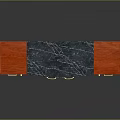 Elegant Red Wooden Furniture Cabinet With Gold Circular Handle And Black Top