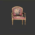Classical Single Chair With Pink Floral Upholstery And Carved Wooden Frame