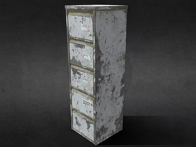 Vintage Metal Storage Cabinet With Multiple Drawers And Distressed Surface For Industrial Decor 3d model