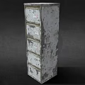 Vintage Metal Storage Cabinet With Multiple Drawers And Distressed Surface For Industrial Decor