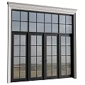 Black Frame Casement Doors With Glass Grid Design And Outdoor View