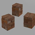 Stacked Red Bricks As Traditional Construction Elements With Textured Surfaces 3d model