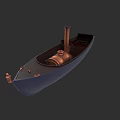 Vintage Steamship Model with Copper Chimney and Blue Hull Design