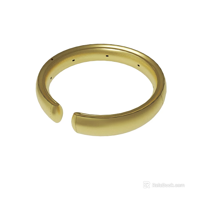 Elegant Gold Open Design Bracelet With Smooth Surface And Small Holes 3d model 