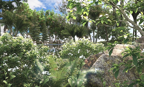 Modern flowers and plants combination landscape shrub plant combination natural landscape 3d model