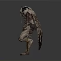 3D Fantasy Warrior Monster With Dual Blades Armored Exterior And Standing Pose