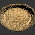 Handwoven Straw Basket Oval Shaped with Woven Rim for Home Storage Natural Material