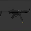 Black Tactical Submachine Gun 3D Rendering With Detailed Design And Bullet 3d model