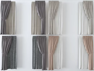 Various Colored Curtains with Different Textures and Styles for Home Use 3d model