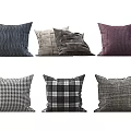 Decorative Modern Throw Pillows with Striped Woven Checkered Designs in Neutral Dark Tones