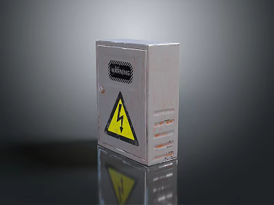 Sony Computer Power Supply Unit With Metal Casing Yellow Lightning Warning Symbol And Ventilation Grilles 3d model