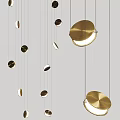 Elegant Modern Chandelier Featuring Multiple Hanging Metallic Discs In Brass Tone 3d model