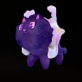 Purple Starry Cat Like Game Movie Character With Glowing Eyes And White Ribbon Wings