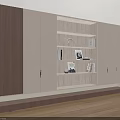 Modern Wooden Decorative Cabinet With Open Shelves And Books In Home Interior