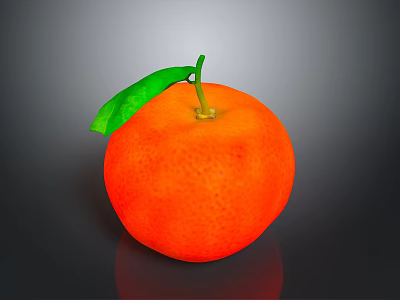 Bright Juicy Orange with Fresh Green Leaf as Daily Household Healthy Fruit 3d model